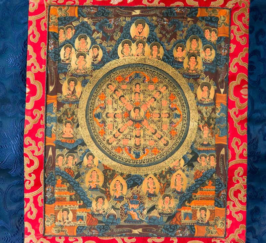 Thangka Tibétain Mandala De La Vie De Bouddha – Art Sacré Du Népal