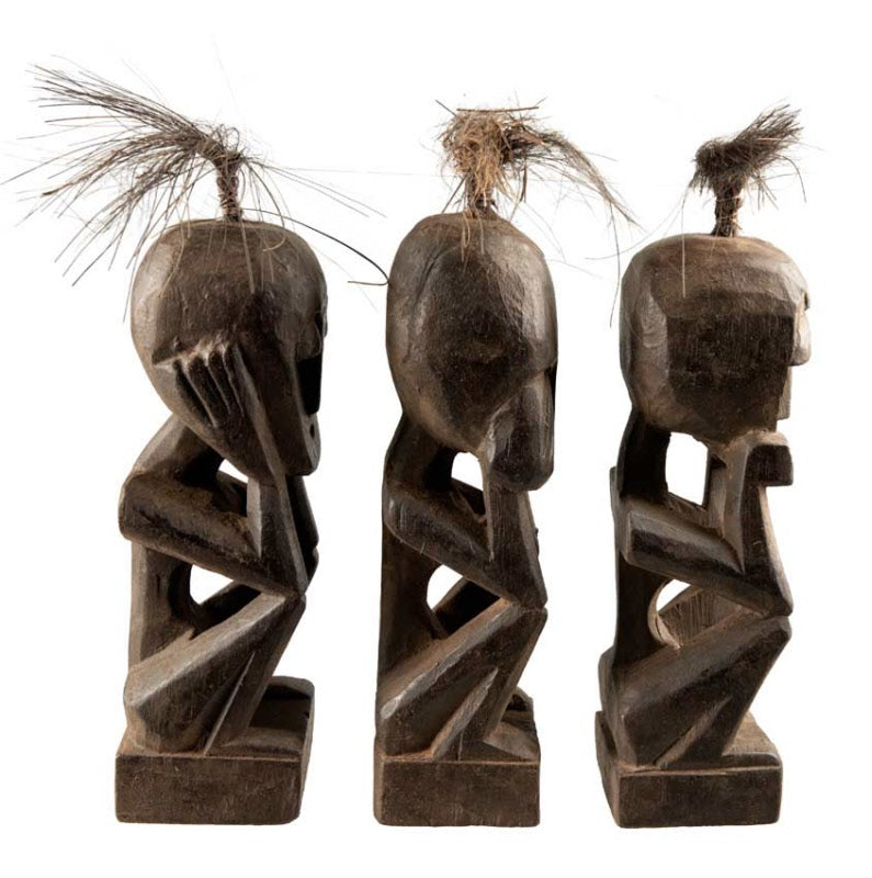 Trio De Statuettes 3 Singes De La Sagesse En Bois – Artisanat Indonésien