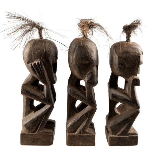 Trio De Statuettes 3 Singes De La Sagesse En Bois – Artisanat Indonésien