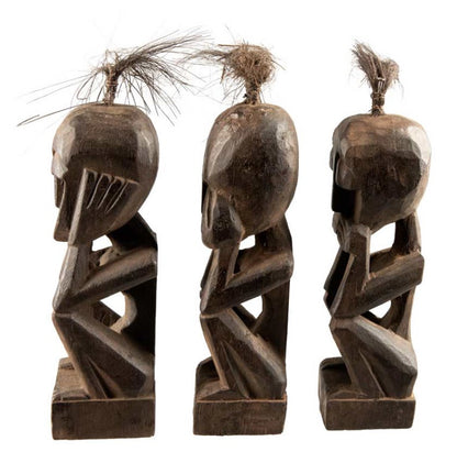Trio De Statuettes 3 Singes De La Sagesse En Bois – Artisanat Indonésien
