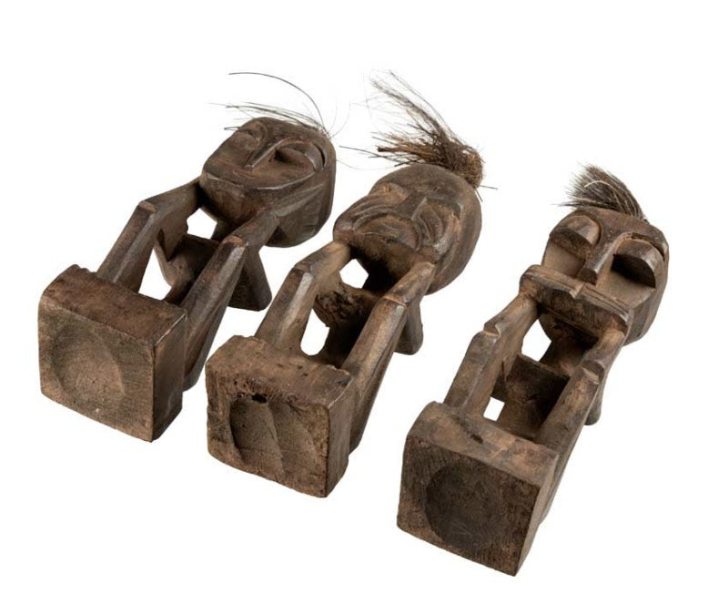 Trio De Statuettes 3 Singes De La Sagesse En Bois – Artisanat Indonésien