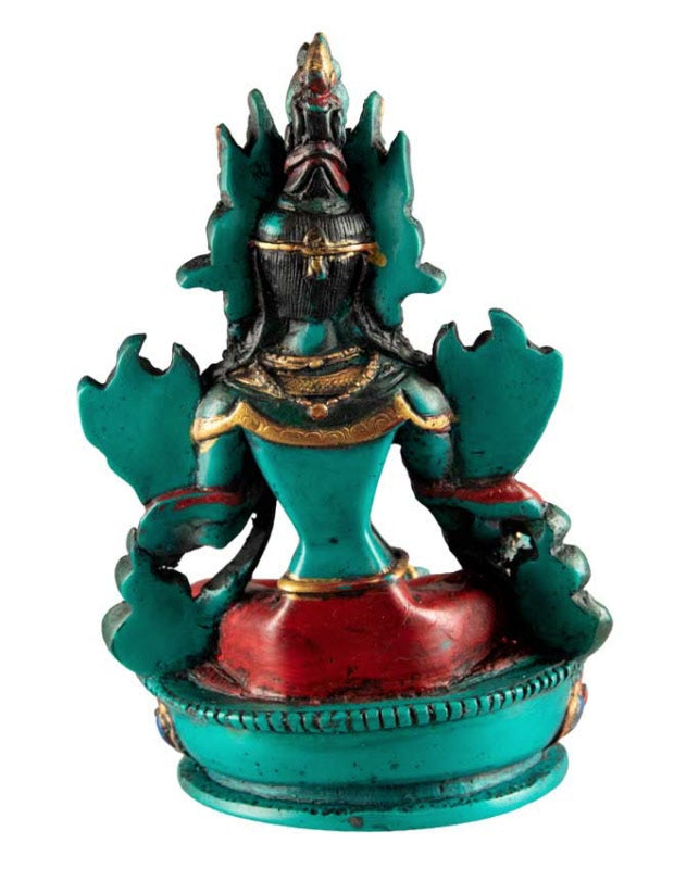 Statue Bouddhiste Tara Verte En Résine – Icône De Compassion Et De Sagesse Tibétaine