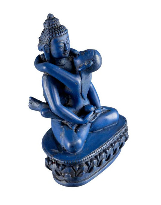 Statue Yab-Yum Bouddha Samantabhadra en Résine Bleu 12 cm