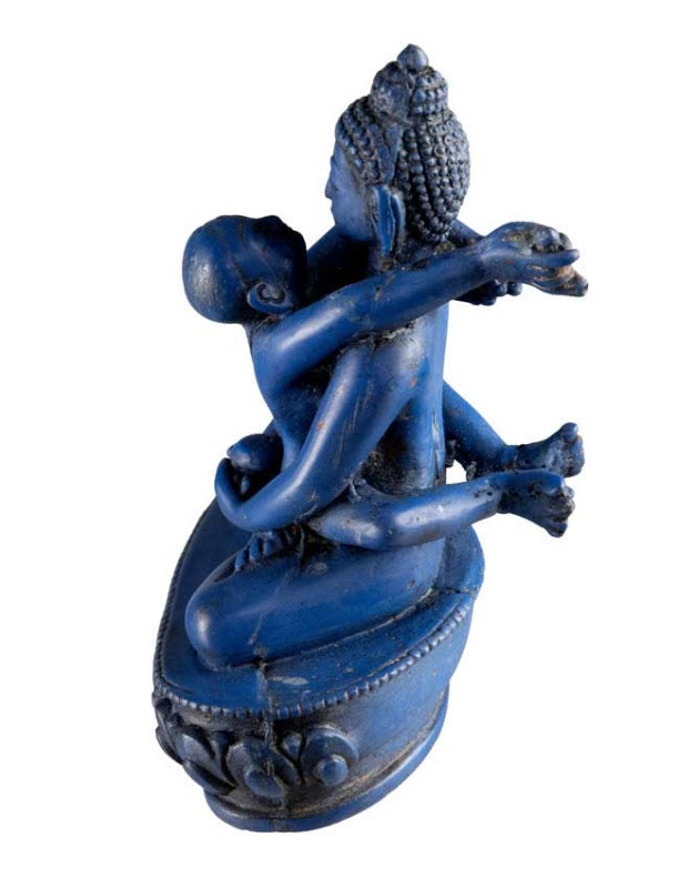 Statue Yab-Yum Bouddha Samantabhadra en Résine Bleu 12 cm