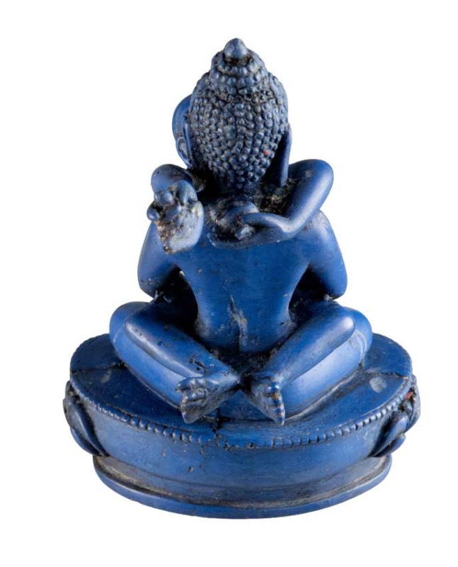 Statue Yab-Yum Bouddha Samantabhadra en Résine Bleu 12 cm