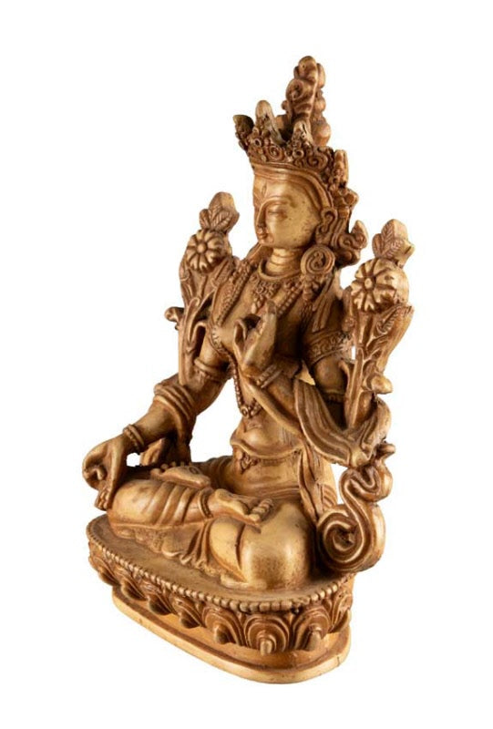 Statue Bouddhiste Tara Verte En Résine – Symbole De Compassion Et De Protection