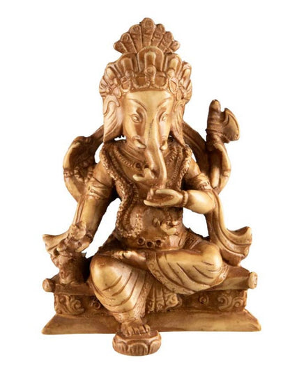 Statue Ganesh En Résine Beige – Artisanat Népalais