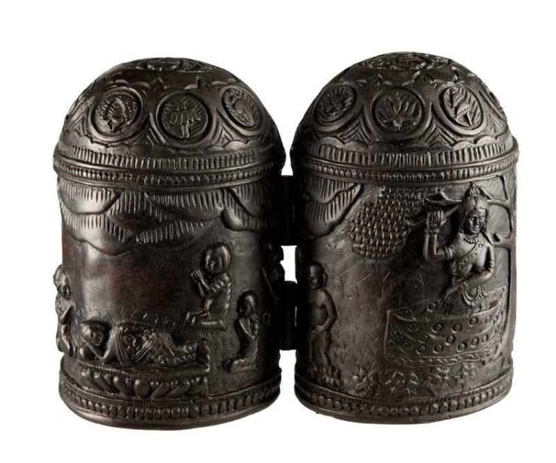 Autel de voyage bouddhiste népalais 12,5 cm – sanctuaire portatif en résine