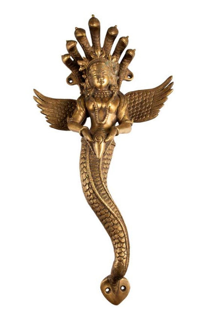 Poignée de Porte Naga Kanya en Laiton Massif – Décoration Artisanale Indienne