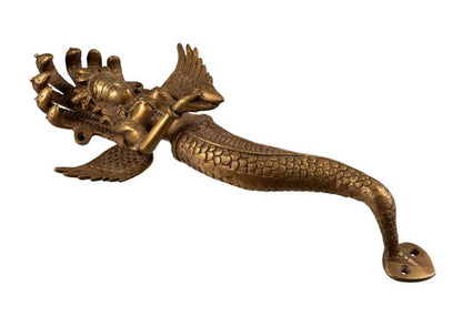 Poignée de Porte Naga Kanya en Laiton Massif – Décoration Artisanale Indienne
