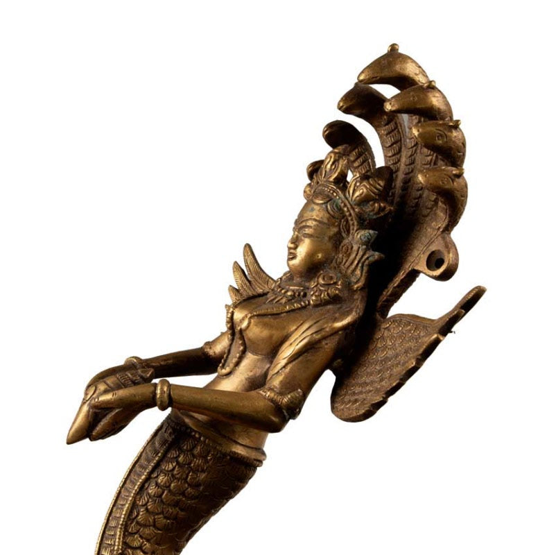 Poignée de Porte Naga Kanya en Laiton Massif – Décoration Artisanale Indienne