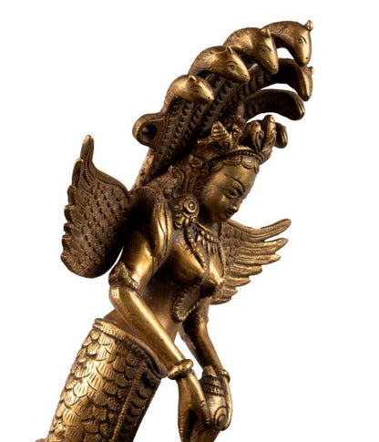 Poignée de Porte Naga Kanya en Laiton Massif – Décoration Artisanale Indienne
