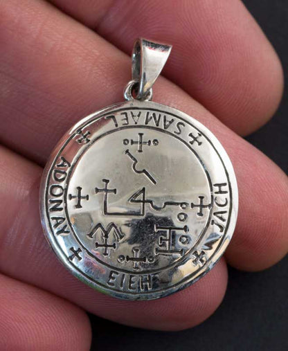 Pendentif sceau de l’Archange Samaël – bijou talisman de protection en argent massif 925