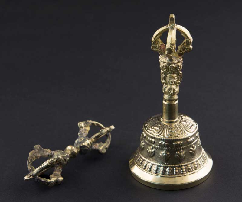 Cloche Tibétaine avec Dorjé – Set de Méditation Bouddhiste en Alliage de Métal