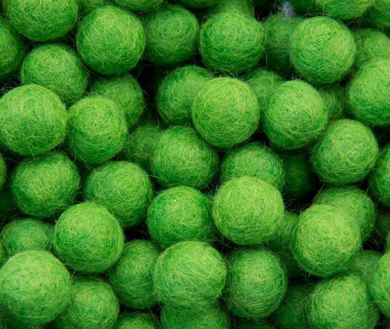 Perles En Feutrine De Laine Verte Du Népal – Lot De 50 Boules Artisanales