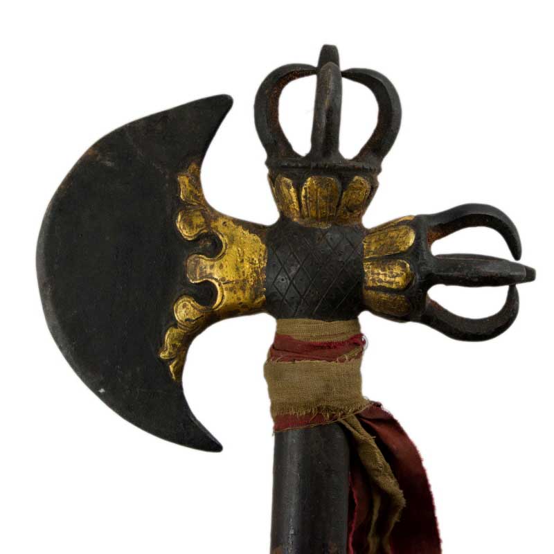 Parashu Tibétain en Fer – Hache Rituelle Bouddhiste Tantrique