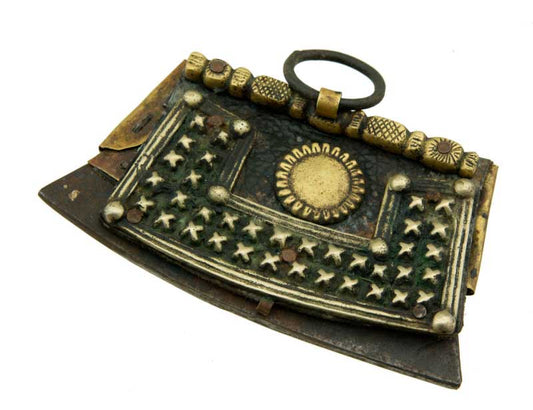 Ancien Briquet à Silex Tibétain en Fer et Laiton