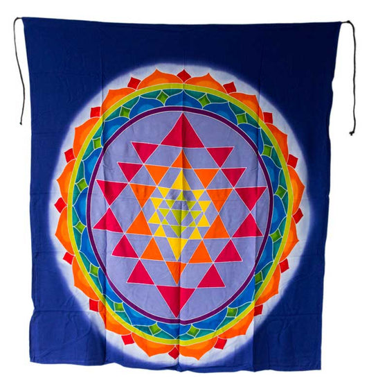Batik Chakra Sri Yantra – Peinture Artisanale sur Coton de Bali