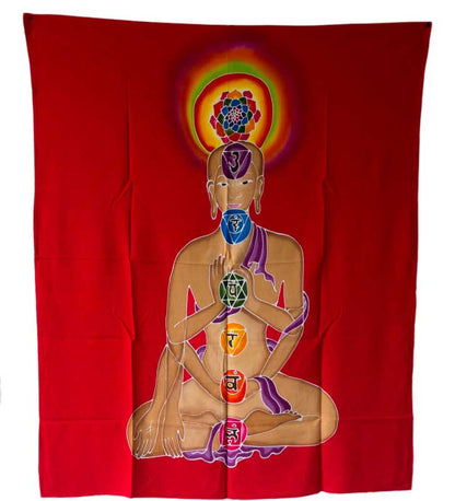 Batik Chakra Bouddha Connexion – Peinture Artisanale sur Coton de Bali