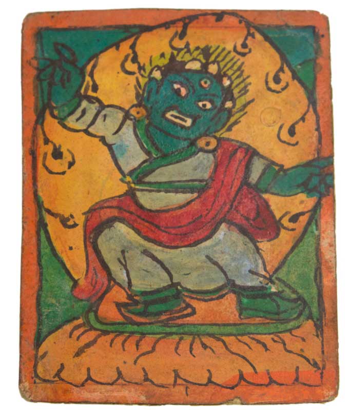 Tsakli Vajrapani – Peinture Miniature Tibétaine Rituelle Artisanat Himalayen