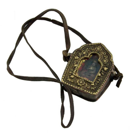 Ghau / Gau tibétain – autel votif de voyage Om Mani Padme Aum avec Tsa-Tsa Vajrasattva