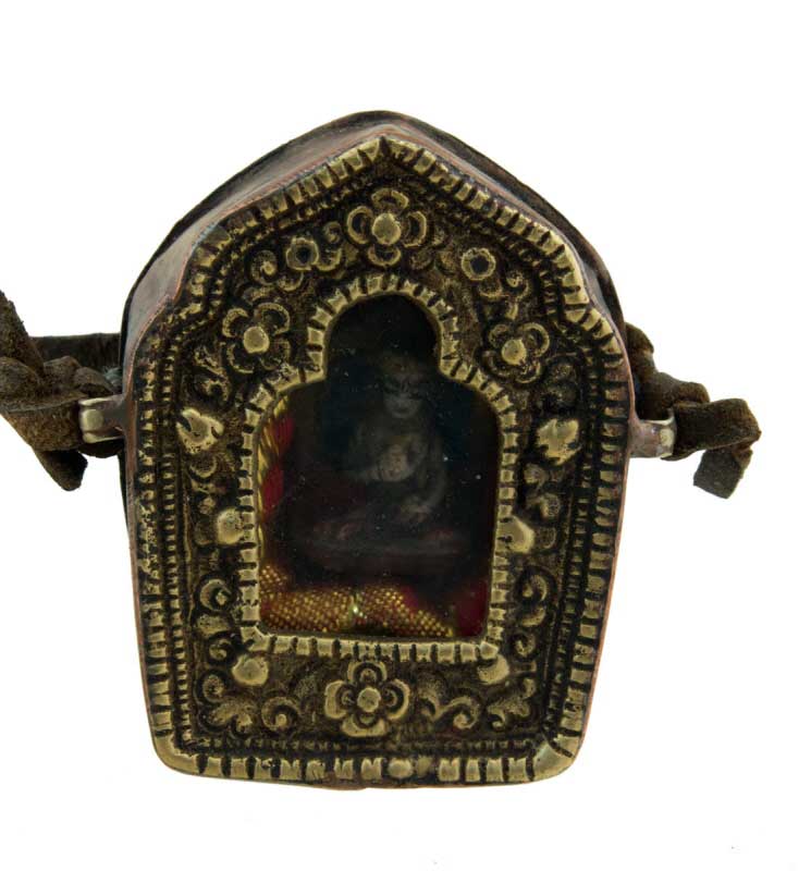 Ghau / Gau tibétain – autel votif de voyage Om Mani Padme Aum avec Tsa-Tsa Vajrasattva
