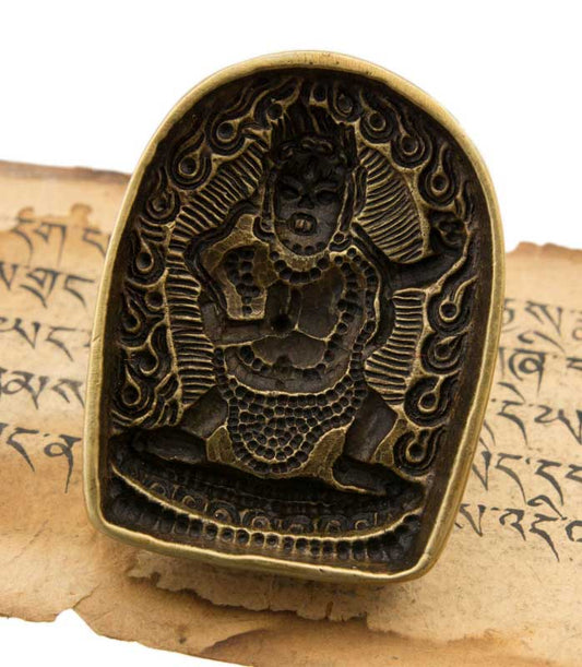 Moule À Tsa-Tsa Mahakala En Alliage De Cuivre – Objet Rituel Du Bouddhisme Vajrayana