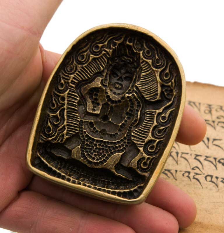 Moule À Tsa-Tsa Mahakala En Alliage De Cuivre – Objet Rituel Du Bouddhisme Vajrayana