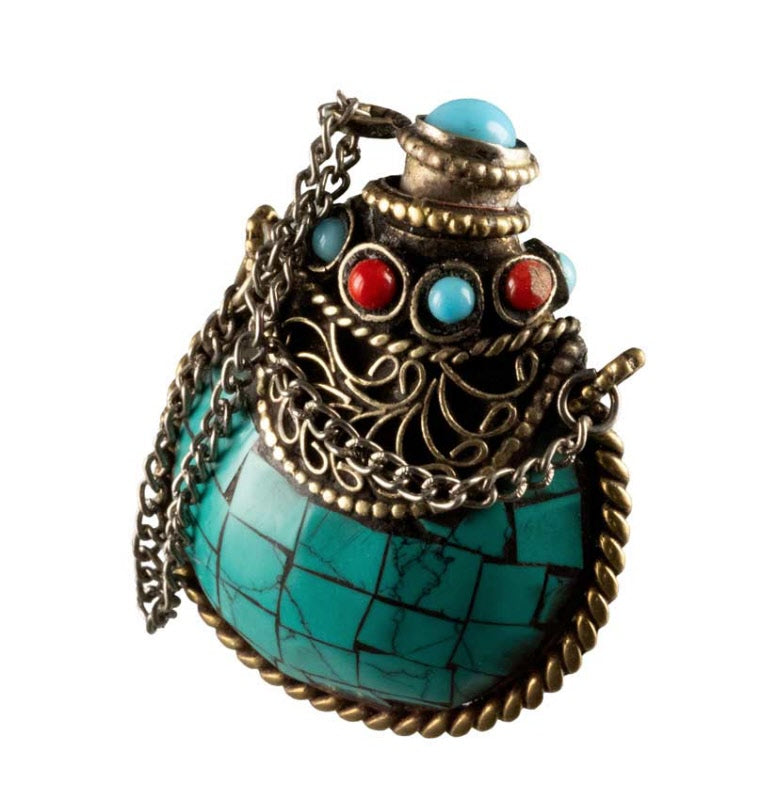 Tabatière Tibétaine Snuff Bottle Turquoise – Artisanat du Népal