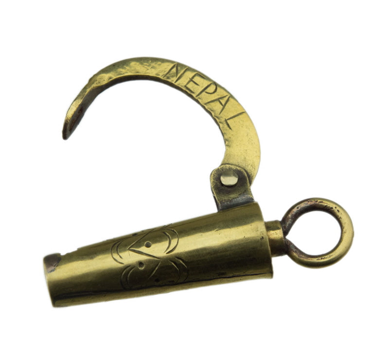 Ancien Cadenas Décoratif Du Népal En Métal – Artisanat Traditionnel