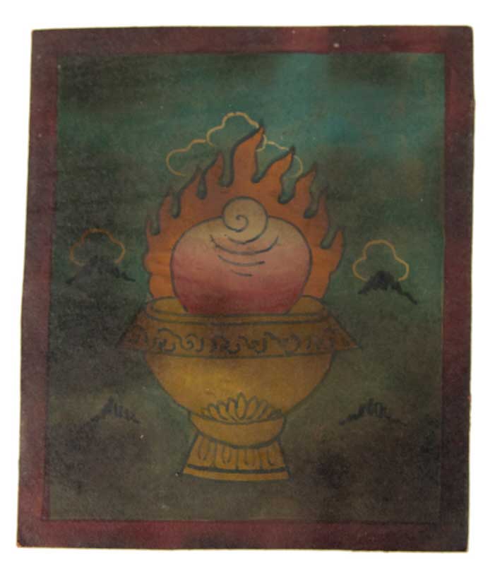 Tsakli Cintamani – Peinture Miniature Tibétaine Rituelle Artisanat Himalayen