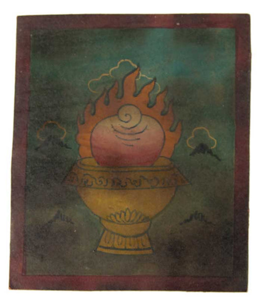 Tsakli Cintamani – Peinture Miniature Tibétaine Rituelle Artisanat Himalayen