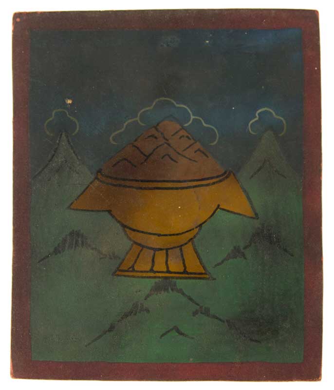 Tsakli Cinabre – Peinture Miniature Tibétaine Rituelle Artisanat Himalayen