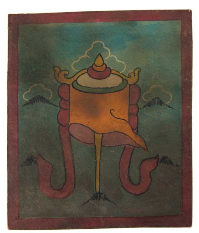 Tsakli Bannière De La Victoire – Peinture Miniature Tibétaine Rituelle Artisanat Himalayen