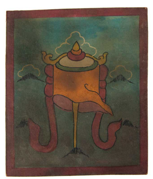 Tsakli Bannière De La Victoire – Peinture Miniature Tibétaine Rituelle Artisanat Himalayen