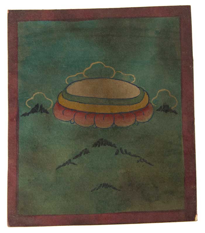 Tsakli Trône Du Lotus – Peinture Miniature Tibétaine Rituelle Artisanat Himalayen