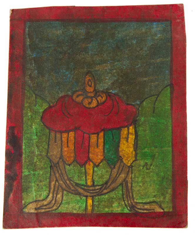 Tsakli Tibétain – Peinture Miniature Initiatique Bouddhiste Sur Carton