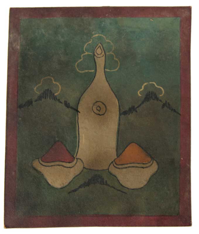 Tsakli Les Offrandes – Peinture Miniature Tibétaine Rituelle Artisanat Himalayen