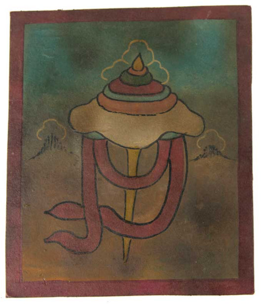 Tsakli Bannière De La Victoire – Peinture Miniature Tibétaine Objet De Rituel Tantrique