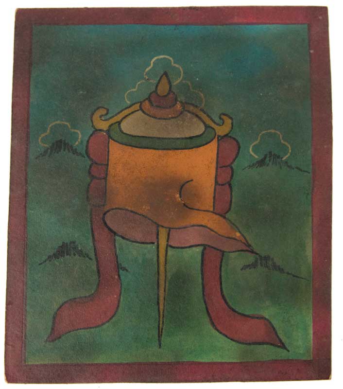 Tsakli Bannière De La Victoire – Peinture Miniature Tibétaine Rituelle Artisanat Himalayen