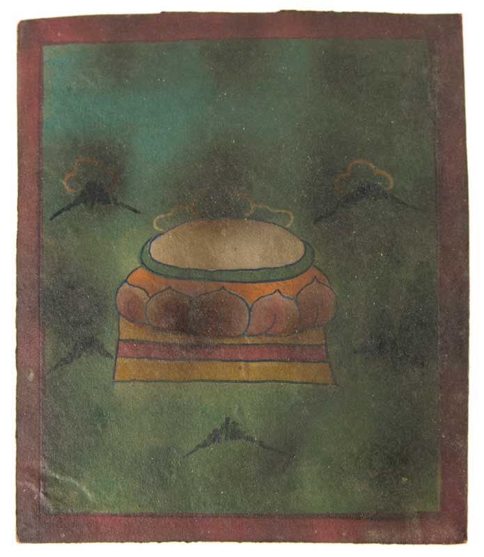 Tsakli Trône Du Lotus – Peinture Miniature Tibétaine Rituelle Artisanat Himalayen