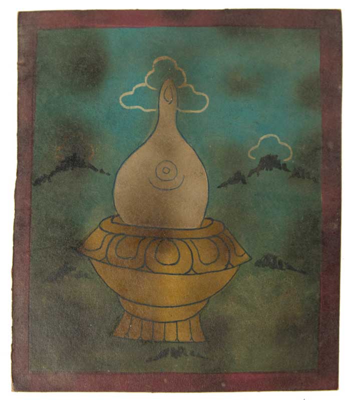 Tsakli Offrande – Peinture Miniature Tibétaine Rituelle Artisanat Himalayen