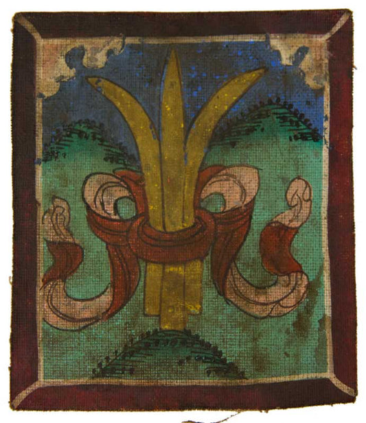 Tsakli Durva – Symbole De Longue Vie Peinture Miniature Tibétaine Rituelle
