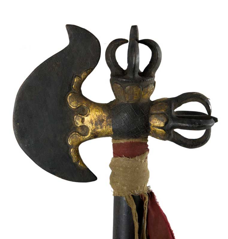 Parashu Khatvanga Tibétain en Métal – Sceptre Rituel Bouddhiste Tantrique