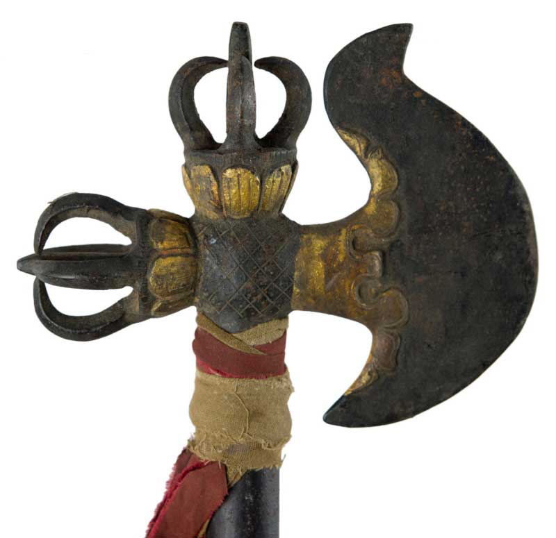 Parashu Khatvanga Tibétain en Métal – Sceptre Rituel Bouddhiste Tantrique