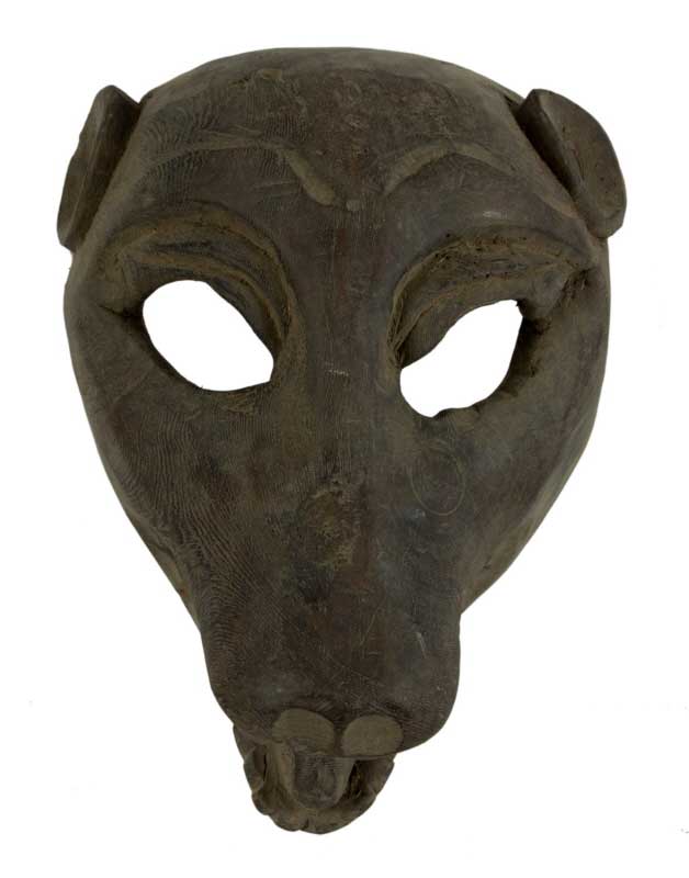 Ancien Masque Tibétain Animalier – Masque Chamanique De L’Himalaya – Bois