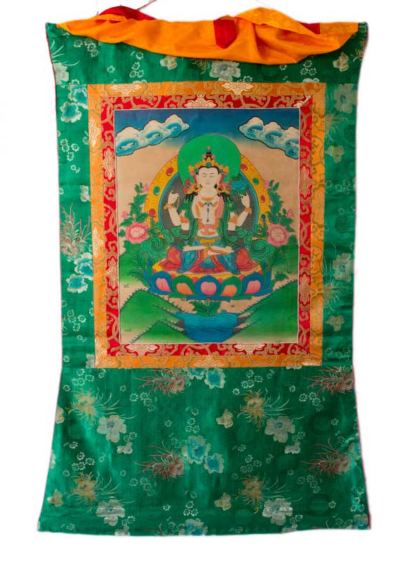 Thangka Tibétain Chenrezig – Symbole De La Compassion Universelle