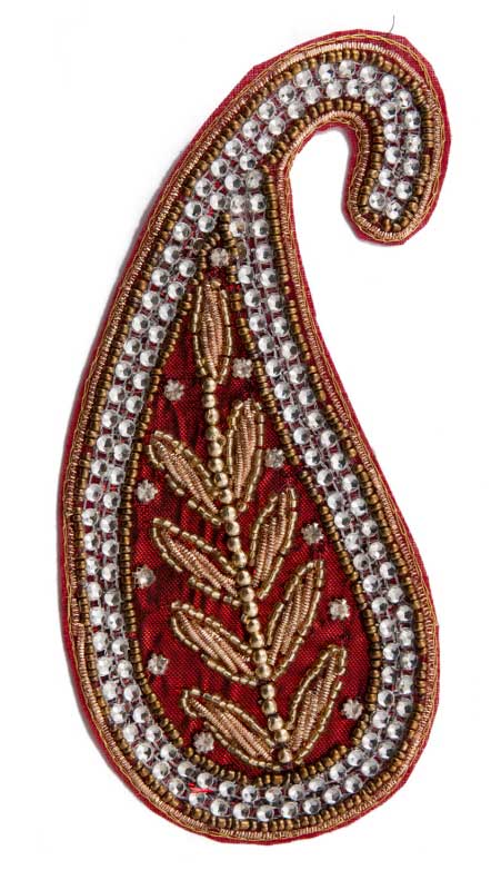Grand Écusson Brodé Cachemire Avec Strass – Artisanat Indien