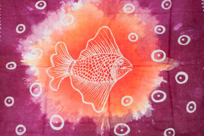 Batik du Sri Lanka Le Poisson et la Mer – Peinture Artisanale sur Coton