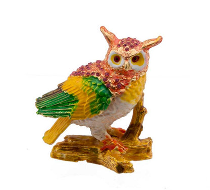 Boîte Cloisonnée Chouette sur Branche – Écrin Décoratif en Émail